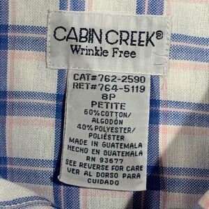 Vintage Women's Plaid Button Down Shirt Size 8P Wrinkle Free Womens‎ Blue Pink